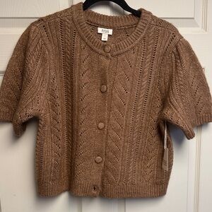 ANA Brown Knit Short Sleeve Cardigan